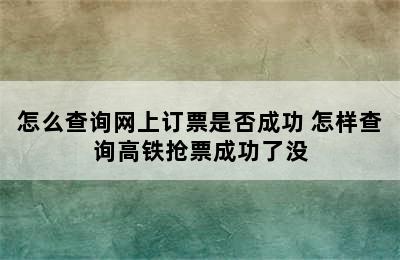 怎么查询网上订票是否成功 怎样查询高铁抢票成功了没